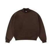Brown fleece mock neck oversized sweatshirt