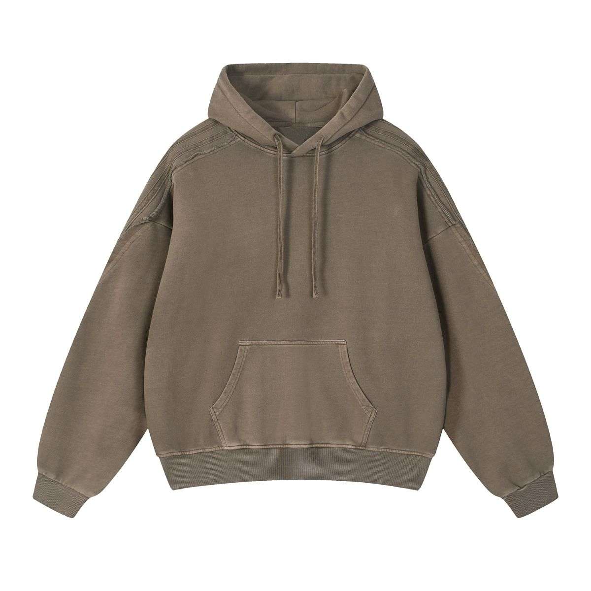 Taupe snow washed streetwear hoodie