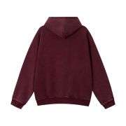 Wine red oversized double zip hoodie