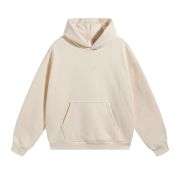 Cream polar fleece pullover hoodie