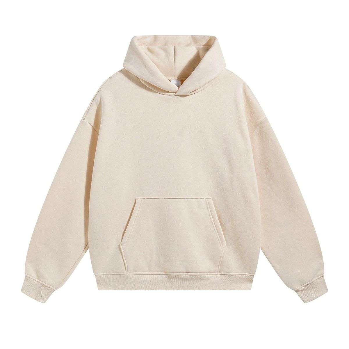 Cream polar fleece pullover hoodie