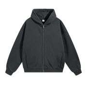 Black solid color full zip hoodie