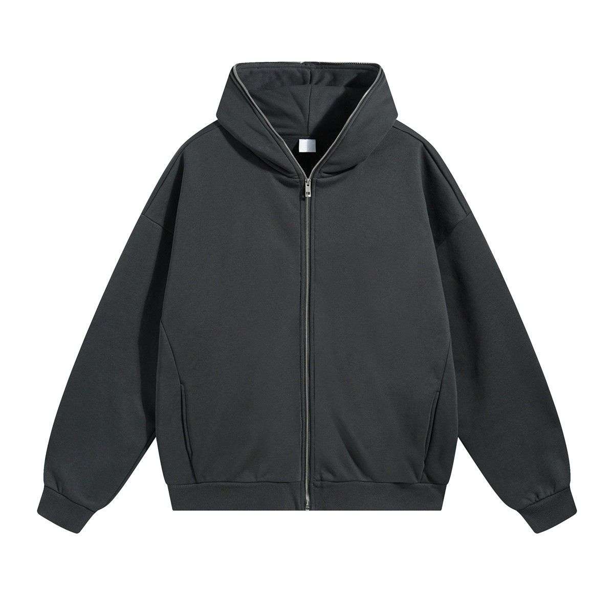 Black solid color full zip hoodie