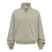 Brown grey zip-up mock neck jacket
