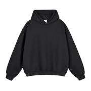 Black heavyweight boxy fleece hoodie