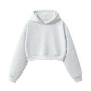 White heather sporty cropped hoodie