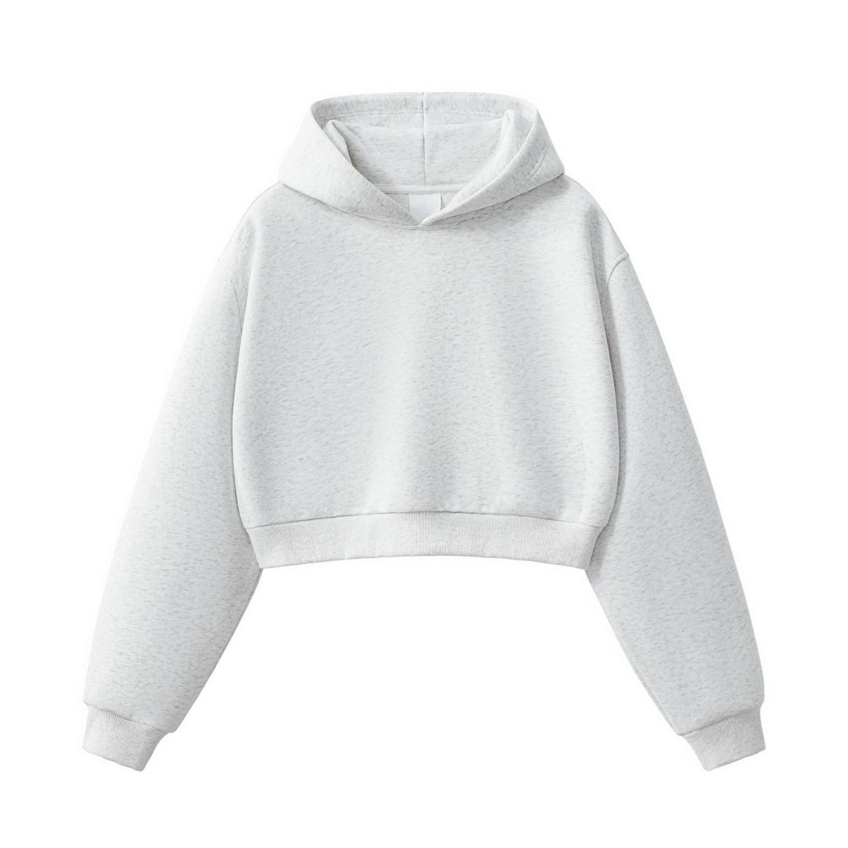White heather sporty cropped hoodie