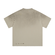 Vintage Gradient Wash Distressed Cotton Crew Neck T-Shirt