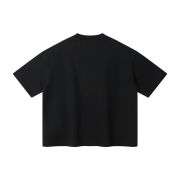 Boxy Fit Contrast Knit Collar Heavyweight Cotton Short Sleeve Tee