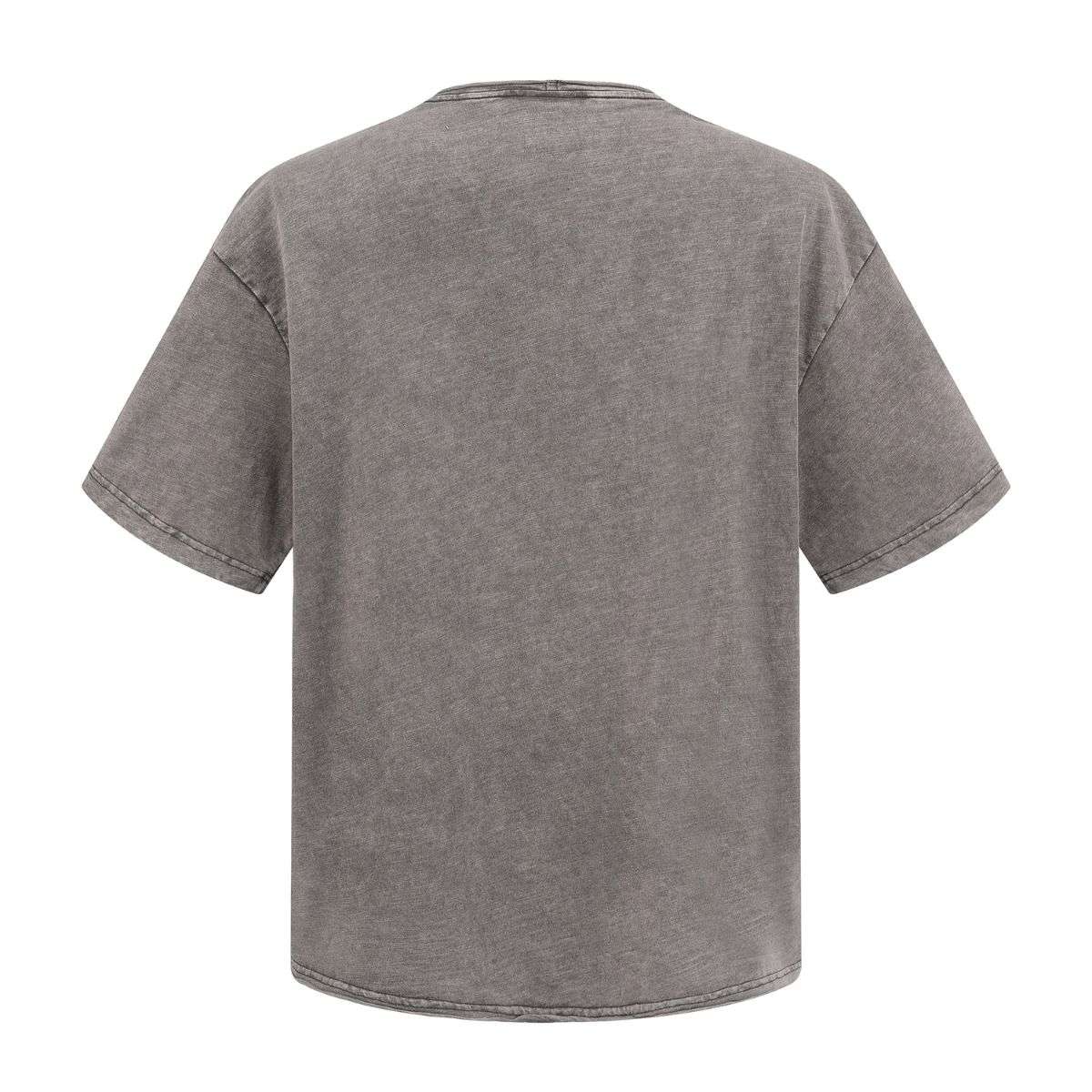 Retro Snow Washed Rolled Hem Cotton T-Shirt