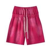 Vintage Washed Double Waistband High-Waisted Loose Casual Shorts