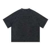 Vintage Washed Raglan Sleeve Cotton Crew Neck Oversized T-Shirt