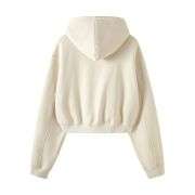 Vintage washed cropped zip hoodie for women with boxy fit