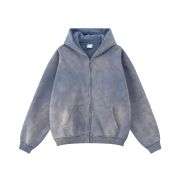 Vintage washed fleece zip-up hoodie with oversized fit