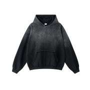Distressed vintage washed hoodie with rugged oversized fit