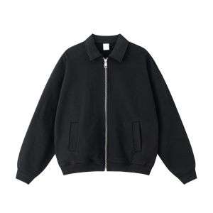 Heavyweight zip-up collar sweatshirt with relaxed fit