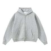 Light grey boxy fit double zip hoodie