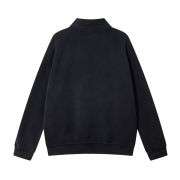 Black fleece vintage washed half zip sweatshirt
