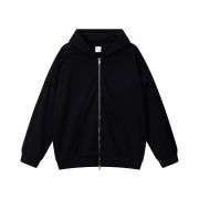 Black layered double zip hoodie