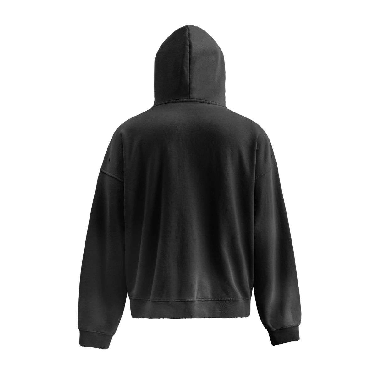 Black distressed washed zip hoodie
