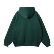 Forest green double zip fleece hoodie
