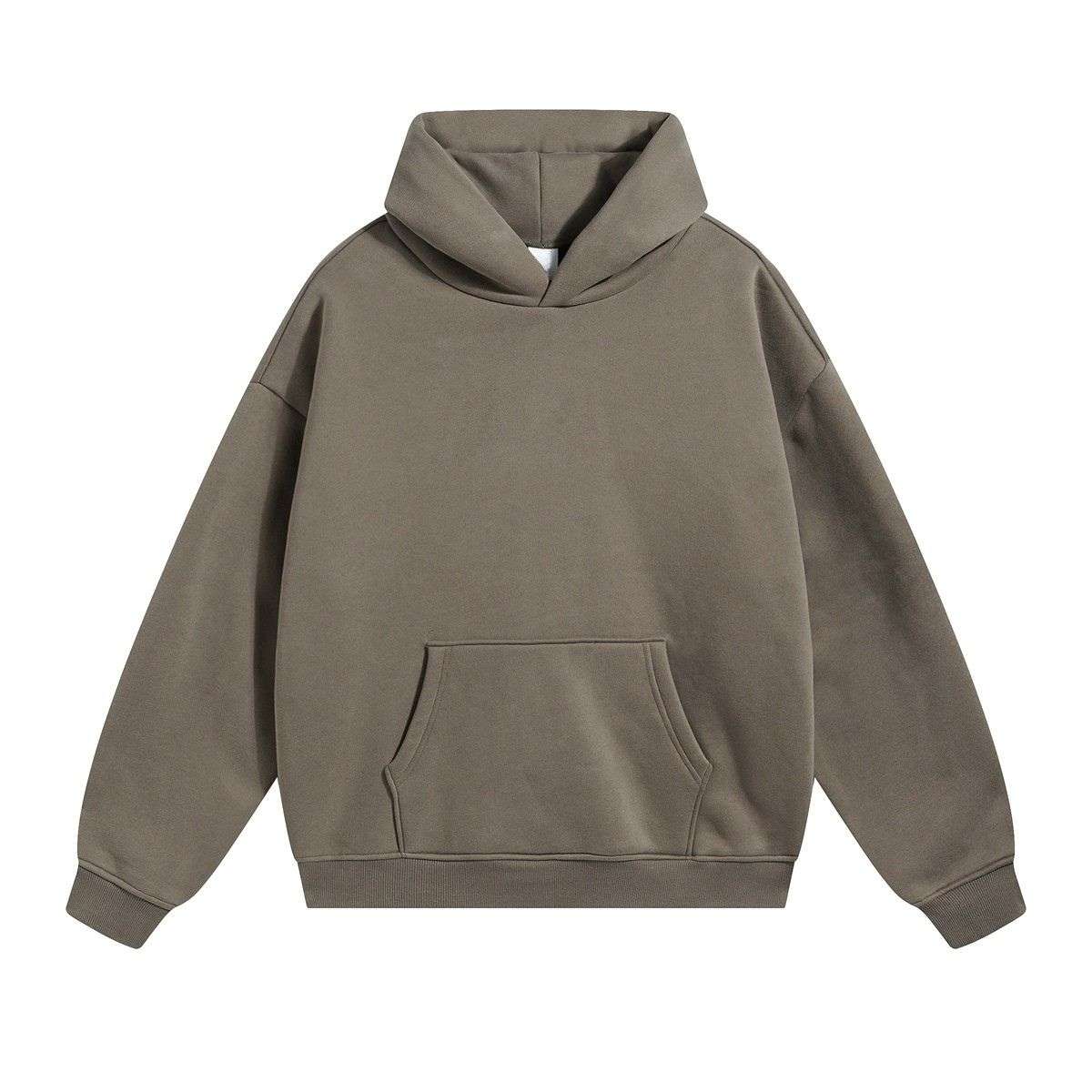 Khaki polar fleece pullover hoodie