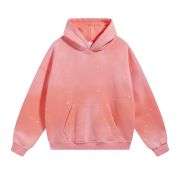 Coral pink washed fleece hoodie