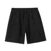 Vintage Washed Distressed Ripped Elastic Waist Casual Shorts