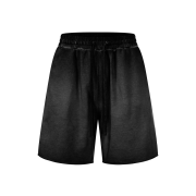 Retro Washed Loose Elastic Waist Raw Hem Casual Shorts