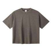 Washed Heavyweight Cotton Raw Hem Short Sleeve Boxy Tee