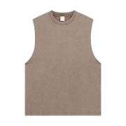 Vintage Washed Distressed Raw Edge Crew Neck Tank Top