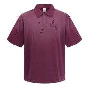 Retro Distressed Cotton Vintage Wash Polo T-Shirt
