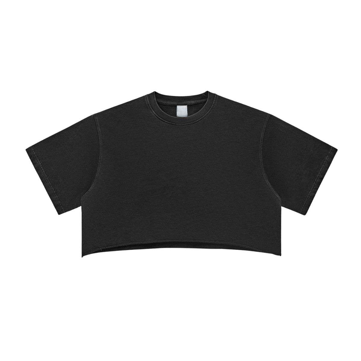Vintage Washed Cropped Short Sleeve Cotton T-Shirt