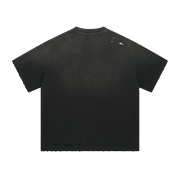 Vintage Gradient Wash Distressed Cotton Crew Neck T-Shirt