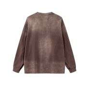 Vintage Washed Gradient Streetwear Crew Neck Long Sleeve Tee