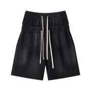 Vintage Washed Double Waistband High-Waisted Loose Casual Shorts