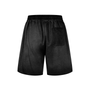 Retro Washed Loose Elastic Waist Raw Hem Casual Shorts