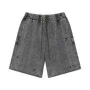 Vintage Washed Wax-Dyed Ripped Raw Edge Loose Streetwear Shorts