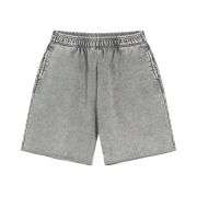 Heavyweight Wax-Washed Loose Elastic Waist Streetwear Shorts