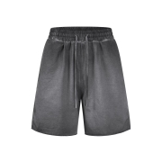 Retro Washed Loose Elastic Waist Raw Hem Casual Shorts