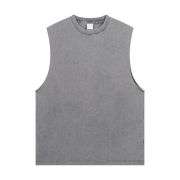 Vintage Washed Distressed Raw Edge Crew Neck Tank Top