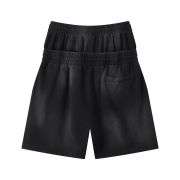 Vintage Washed Double Waistband High-Waisted Loose Casual Shorts