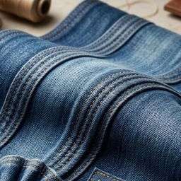 Close-up of stretch denim fabric showing elasticity and recovery performance