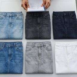 In-line quality inspection during distressed denim skirt production for consistent results