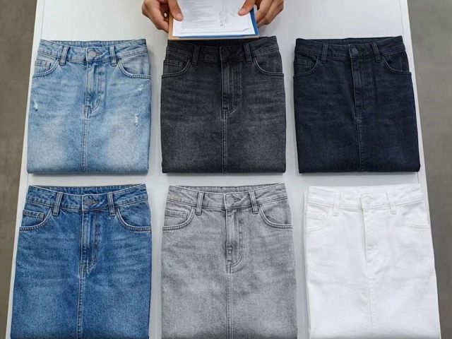 In-line quality inspection during distressed denim skirt production for consistent results