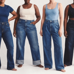 Women's plus size blue jeans with high-rise stretch denim fit