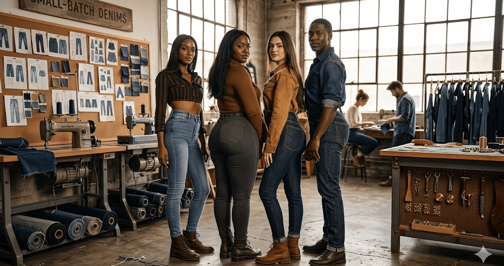 Slim fit and skinny fit jeans comparison showing different leg silhouettes
