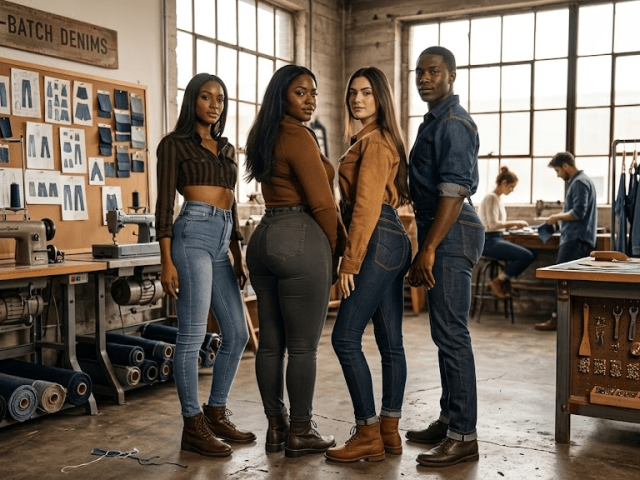 Slim fit and skinny fit jeans comparison showing different leg silhouettes