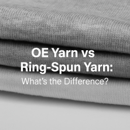 Visual comparison of ring spun and open end yarn textures for heavy cotton tees