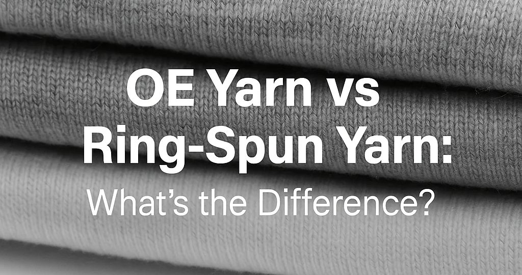 Visual comparison of ring spun and open end yarn textures for heavy cotton tees